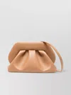 Themoirè Ruched Clutch Bag Detachable Shoulder Strap In Neutral