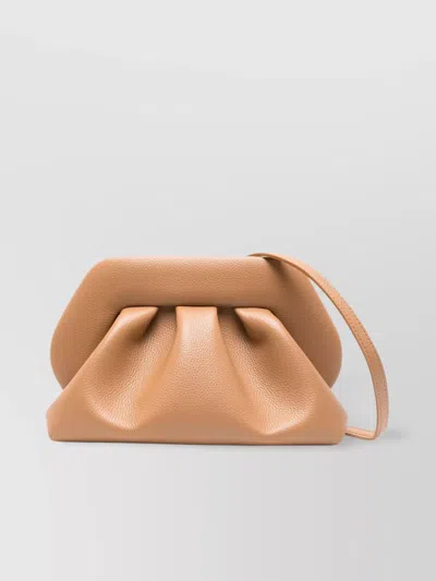 Themoirè Ruched Clutch Bag Detachable Shoulder Strap In Neutral