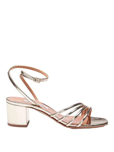 Themoirè Sandal 50 In Light Gold Laminated Leather