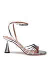 Themoirè Sandal In Mirror Effect Leather In Silver