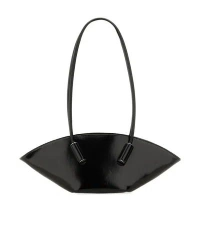 Themoirè Scalloped Shoulder Bag In Black