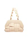 Themoirè Shell Color Canvas Clutch Bag In White