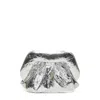 Themoirè Silver Mirror Clutch With Crinkled Texture And Compact Design In Silver