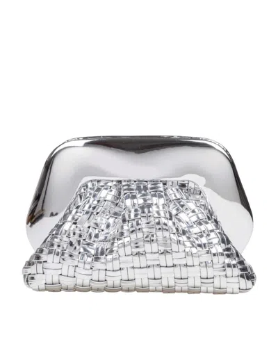 Themoirè Silver Mirror Effect Vegan Fabric Clutch Bag