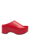Themoirè Slide With Chunky Clog In Red Leather In Red