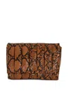 Themoirè Snakeskin-effect Clutch Bag In Brown