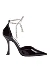 Themoirè Stevie 100 Patent Sandal With Crystal Anklet In Black