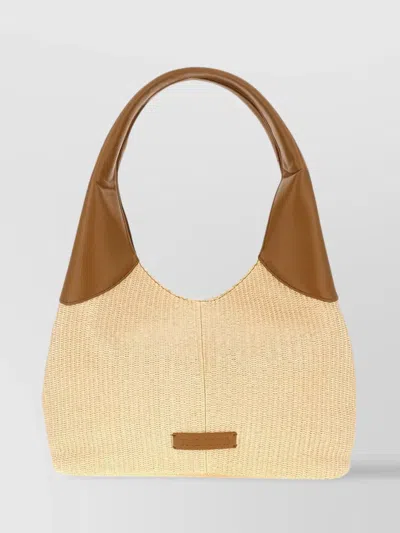 Themoirè Straw Handbag Structured Contrasting Handles