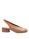 Themoirè Tabi Slingback In Tan Leather In Brown