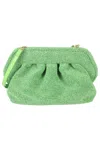Themoirè Textured Shoulder Bag With Adjustable Strap In Green