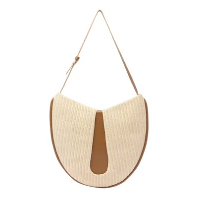 Themoirè Tike Straw Shoulder Bag In Beige