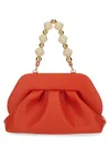 Themoirè "tia" Clutch Pleated Beaded Handle In Red