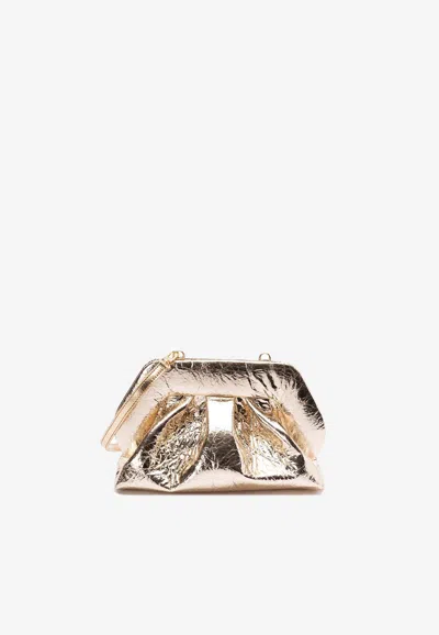 Themoirè Tia Crinkled Clutch Bag In Gold