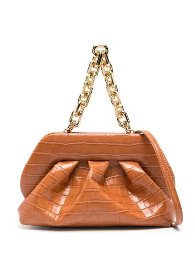 Themoirè Tia Croco Shoulder Bag In Brown