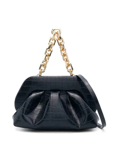 Themoirè Tia Croco Tote Bag In Dark Blue