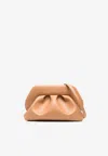 Themoirè Ruched Clutch Bag Detachable Shoulder Strap In Neutral