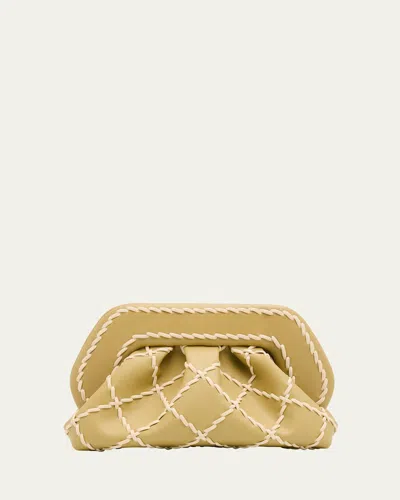 Themoirè Tia Lace Vegan Fabric Clutch Bag In Olive