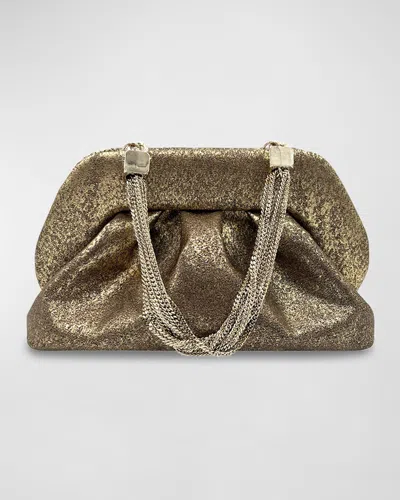 Themoirè Tia Palma Metallic Vegan Fabric Clutch Bag In Gold