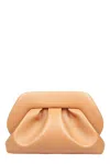 Themoirè Handle Pleated Engraved Clutch Bag In Neutral