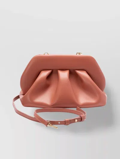 Themoirè Tia Vegan Leather Clutch With Pleated Design In Gold