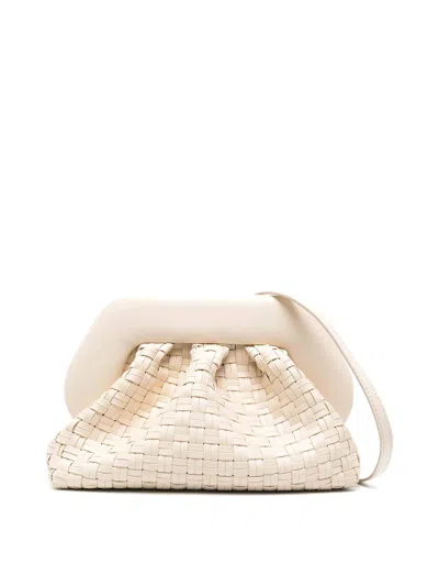 Themoirè Tia Weaved Clutch Bag In Beige