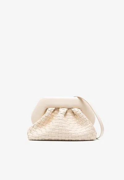 Themoirè Tia Weaved Clutch Bag In Cream