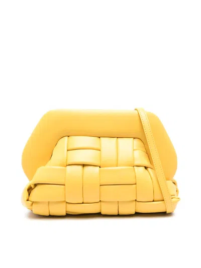 Themoirè Tia Weaved Clutch Bag In Yellow