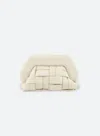 Themoirè Tia Weaved Clutch In Linen In White