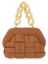 Themoirè Tia Weaved Straw Clutch In Brown