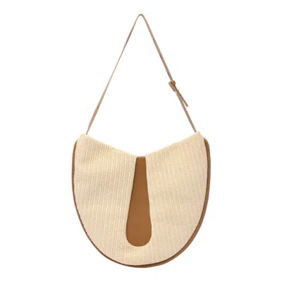 Themoirè Tike Straw Shoulder Bag In Beige