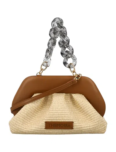 Themoirè Trendy And Chic Tia Clutch Straw Bag For Women In Caramel Color In Brown