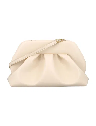 Themoirè Vegan Fabric Clutch With Magnetic Closure And Detachable Strap For Women In White
