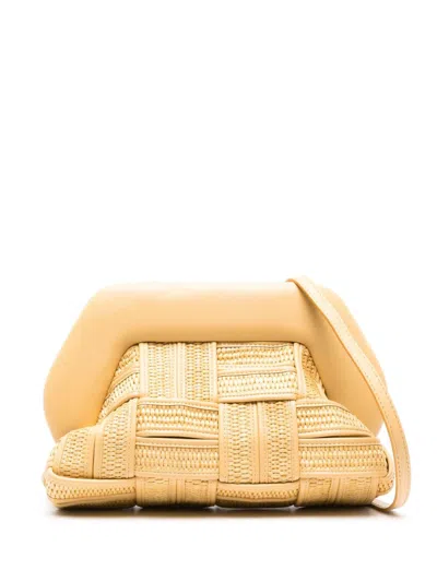 Themoirè Weaved Straw Clutch Handbag In Light Beige For Women In Yellow