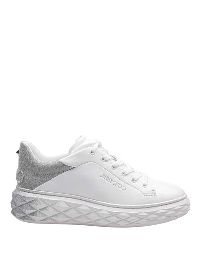 Themoirè White Leather Sneakers With Glitter Degrade
