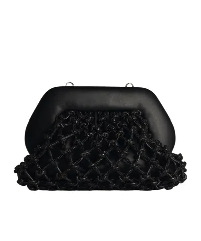 Themoirè Woven Shoulder Bag In Black