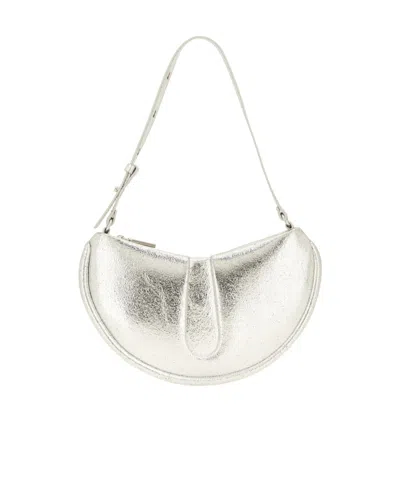 Themoirè Zippered Shoulder Bag In White
