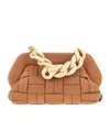 Themoirè Tia Weaved Straw Clutch In Brown