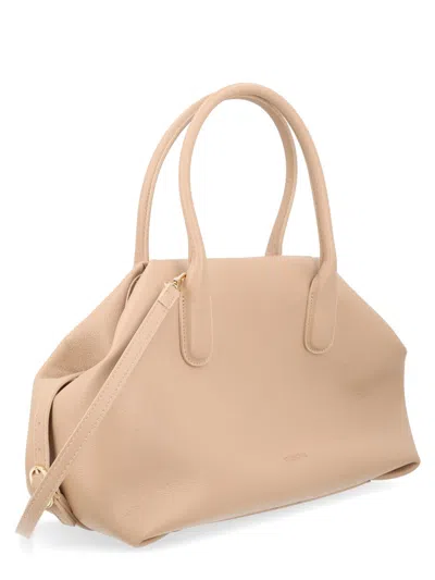Themoirè Medium Structured Handbag With Rounded Handles And Detachable Strap In Neutral