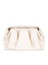 Themoirè Pleated Rectangular Clutch Top Handle In Neutral