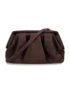 Themoirè Eco Suede Pleated Clutch Bag In Black