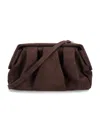 Themoirè Eco Suede Pleated Clutch Bag In Black