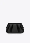 Themoirè Pleated Vegan Leather Clutch Bag In Black