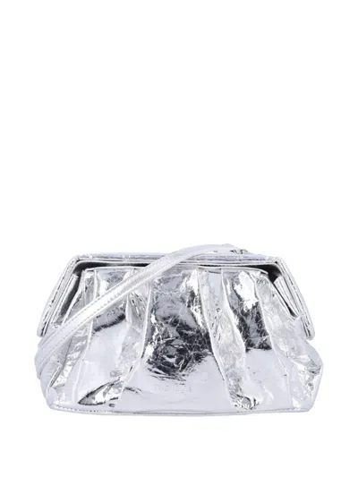 Themoirè Afrodite Pleated Metallic-effect Clutch Bag In Silver