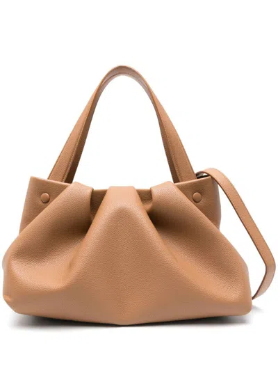 Themoirè Athena Buttoned Tote Bag In Brown