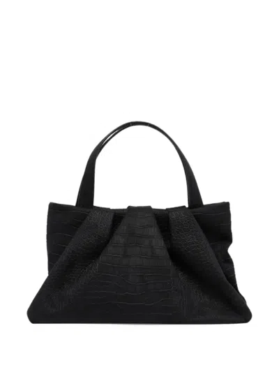 Themoirè Athena Crocodile-effect Tote Bag In Black
