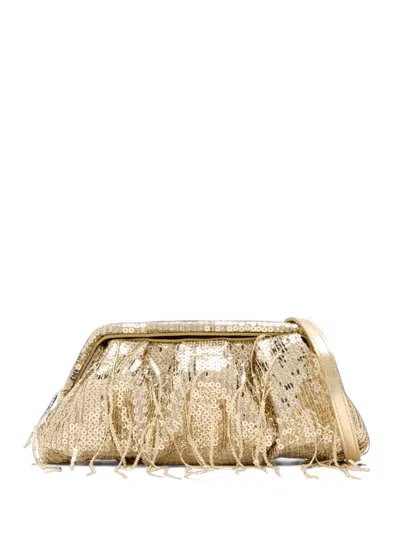 Themoirè Athena Fringed Sequin-embellished Clutch Bag In Gold