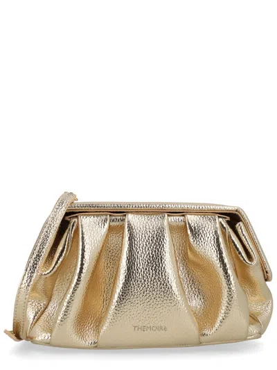 Themoirè Athena Pleated Metallic Texture Handbag In Gold