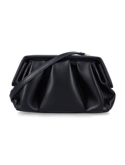 Themoirè Athena Pleated Vegan Leather Scultpural Clutch In Black