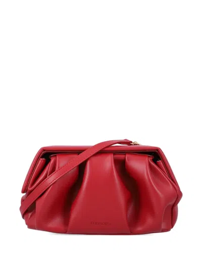 Themoirè Athena Ruched Clutch Bag In Red