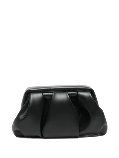 Themoirè Athena Ruched Pochette Bag In Black